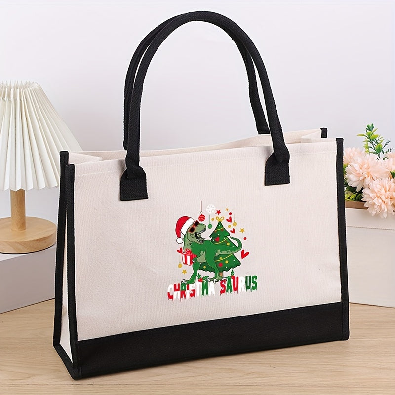 Fashion Canvas Tote Bag, Christmas Tree Handbag for Travel Beach Vacation